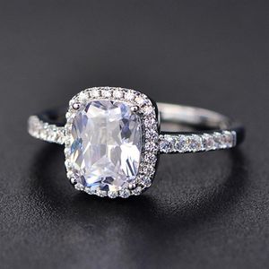 Ehering aus 925er-Sterlingsilber mit Moissanit-zertifiziertem Diamant für Damen, Verlobung, quadratischer, farbiger Edelstein, Zirkon, modische Ringe295j