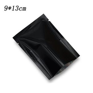 9 13CM3 54''X5 1 '' Värmtätning Öppen topp Mylar Bag Retail Black Aluminium Foil Torkat mat mellanmål Vakuumlagring B314C