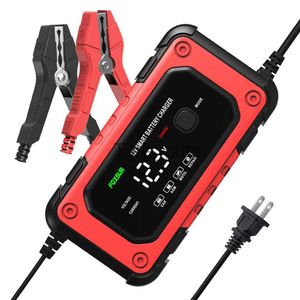 その他のバッテリー充電器12V 6Aカーバッテリー充電器4-120AHパルス修理LCDディスプレイスマートファストチャージAGMディープサイクルゲルリード酸充電器X0720