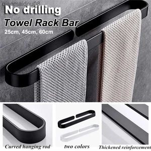 25kg No drilling Space Aluminum Wall Mounted Towel Rack Bathroom Towels Holder Hanger Towel Organizer Bathroom Accessories Set L230704