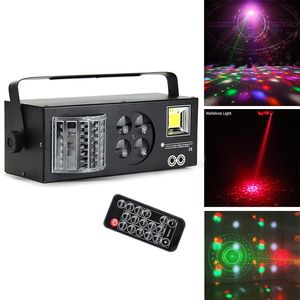 DJ-Ausrüstung 4 in1 Laserbeleuchtung Blitz Strobe Muster Schmetterling Derby DMX512 LED-Beleuchtungslampe Disco KTV Bühnenlicht Vier Funktionen176d