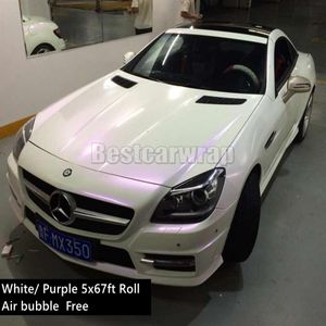 Satin Pearl Matt White Vinyl Wrap Pearl Chameleon White - Purple Car Wrap Film With Air Release Pearl White Matte Film 1 52 20M 5X1961