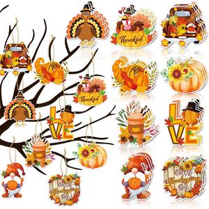 Halloween Tree Ornaments Fall Maple Leafe Turkey Hanging Pendant Halloween Fall Holiday Tree Home Party Tree Decorations Supplies