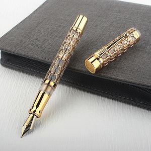 Gift Fountain Pens Jinhao 100 hollow out Gold Clip Fountain Nib F Stationery Pen 0.5mm Gifts Students Pens Business Writing Office Tool 230720