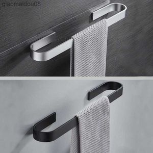 Towel Rail Rack Towel Holder Bathroom Towels Rack Hanger Black Silver Space Aluminum Wall Hanging Towel Bar Storage Shelf L230704