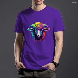 Camisetas Masculinas WSFEC S-4XL Camisa Gráfica Para Homens Roupas de Verão Manga Curta Animal Ovelha Padrão Personalidade Algodão Personalizado Solto Casual