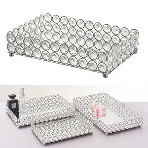 Crystal Makeup Organizer speglade Crystal Vanity Tray Decorative For Perfum smycken Makeup Badrumsarrangör Y1113312N