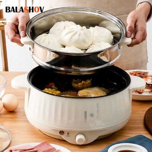 Electric Skillets Mini Electric Nonstick Pan Hot Pot Rice Cooker Home Kitchen 17L Multi Function Cooker Single Double Layer Cooking Appliances J230720
