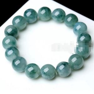 10mm 100% 자연 Green Jadeite 라운드 보석 돌 구슬 팔찌 7 5 ''288e