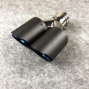 1 Stück Y-Modell Matt gegrilltes blaues Auspuffrohr Auto Universal Edelstahl Akrapovic Kohlefaserdüsen Schalldämpferspitze297u