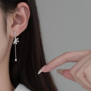 Dangle Earrings Real 925 Sterling Silver Floral Tassel Asymmetrical Flower Drop Earring Hypoallergenic Jewelry For Women