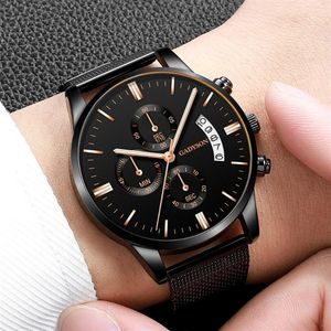 Mens Watch Fashion Luxury Luminous Saatler Erkekler Paslanmaz Çelik Mesh Takvim Kuvars Bilek saati Klasik Business Relogio Feminino W309L