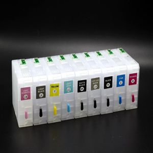 9-Farben-Set, 80 ml, leer, T8501-T8509, nachfüllbare Tintenpatrone für Epson SureColor P800 Drucker mit Auto-Reset-Chip222H
