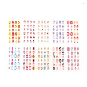 Unghie finte 24pcs Love Child Nail Tips Kids Girls Cartoon Press On Colorful Festival Full Cover Cute Manicure Tools