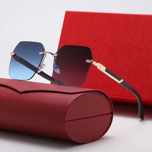 Luxury designer men sunglasses lovers unisex buffalo horn glasses man women rimless sun glasses silver gold metal eyewear oversized square sunglasses With Box