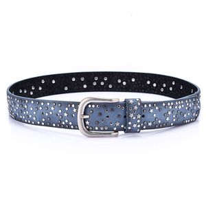 Laços de Pescoço MYMC 110cm Cinto de Couro Feminino Lady Punk Cintura Cintura Luxo Rebite Retro Casual Moda Luxuoso com Estrelas 230721