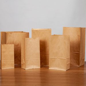 Present Wrap 50st Kraft Paper Bag Presentväskor Packaging Biscuit Candy Food Cookie Bread Snacks Baking Takeaway Bags Wedding Party Packaging 230720