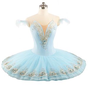 Jasnoniebieski balet Tutu dla dziewcząt profesjonalny Tutu Ballet kostium dla dorosłych klasyczny Tutu Pancake Dress Women konkurencja 298g