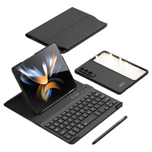 For Samsung Galaxy Z Fold4 Wireless Bluetooth Keyboard Capacitor Pen Fold 3 Holder Phone Case Film Integrated Anti Drop Protection Case