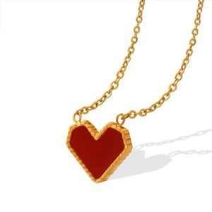 Choker Acrylic Love Single Heart Necklace For Women Titanium Steel Red Hearts Pendant Neck Necklaces Vintage Lady Jewellry Gift