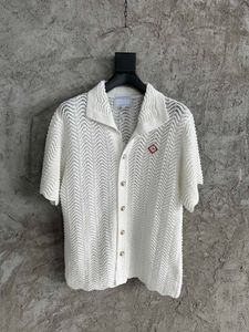 Summer handsome mens casual shirt high quality knitted cotton short sleeved shirt US size top brand designer shirt