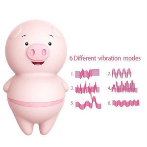 Lägen söta gris 6 vibratorer för kvinnor tungslickklitoris stimulering onanator nippel massager sex kvinnlig mini USB Q0525243W