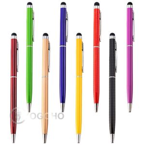Bollpunktspennor 20st/Lot Special Passale Metal Pen Advertising Metal Ball Pen Colorful Stationery Touch Stylus Pennor med anpassad 230721
