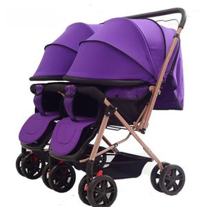 56cm Highlanscape Twins Passeggino Telaio in acciaio al carbonio Carrozzina Side by Side 2 Way Push Kids Carrozza con zanzariera238w