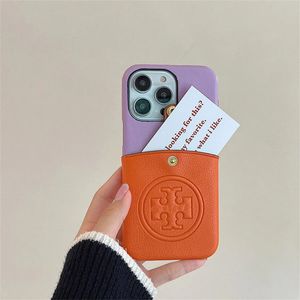 Leder -Telefonhüllen Deckungs -Deckungskarten -Telefonhüllen für iPhone 14 14Pro 14plus 13 12 Max Luxuskartenhalter Druckabdeckung Hülle Patchworkfarbe