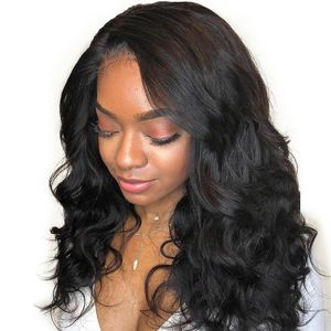360 spets frontal peruk föregångad med babyhår 150% densitet kroppsvåg mänskliga hår peruk för svarta kvinnor2696
