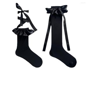 Jewelry Pouches Velvet Mid Tube Stockings With Lace And Bow Tie Calf Socks