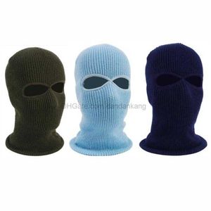 Máscara de punto de 2 agujeros para toda la cara Sombrero de punto Táctico CS Máscaras de ciclismo de esquí de invierno Sombreros de gorro Bufanda Pasamontañas cálido Esquí calentador de cuello Máscara