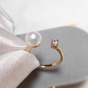 Alianças de casamento MeiBaPJ 8-9mm Natural Circle Pearls Open Ring Fine Fashion Weddings Jewelry For Women Wholesale