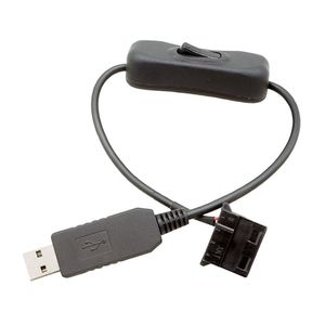 USB till 4-stifts Molex fläktadapterkabel med ON/OFF-omkopplare Input 5V till matning 12V-anslutningssladd för datorchassi Desktop PC Case Cooling Fan