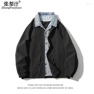 Men's Jackets Denim Vintage Spliced Jacket Men Slim Casual Jeans Coats Male Top Bomber