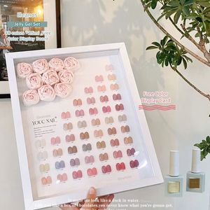 Żel paznokci Eleanos Spring Jelly Polish 48pcs Przezroczysty nagi różowy mleczny biały z kolorową kartą manicure 15 ml lakiery UV 230720