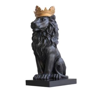 Czarna korona Lion Statue Dekoracje rękodzieło