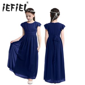 iEFiEL Flor Meninas Vestido Crianças Chiffon Concurso de Casamento Verão Princesa Festa Vestido de Baile Vestidos de Tule Crianças Roupas Adolescentes