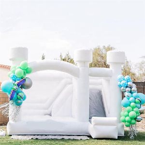 Düğün Beyaz Şişirilebilir Bouncy Castle Slayt Modülü ile Yetişkinler Mariage Bounce Combo Atlama Trambolin Parti Eve228Z