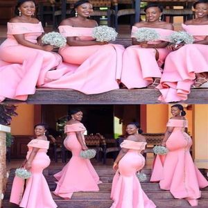 2020 Afrika Uzun Uzun Zarif Denizkızı Nedime Elbiseleri Beaeau Boyun Aplike Düğün Gowns Fermuar 285J için Şeref Hizmetçisi Geri Hizmetçi