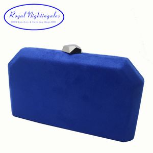 Evening Bags Royal Nightingales Velvet Suede Hard Box Clutch Clutches and Handbags for Womens Blue Red 230720
