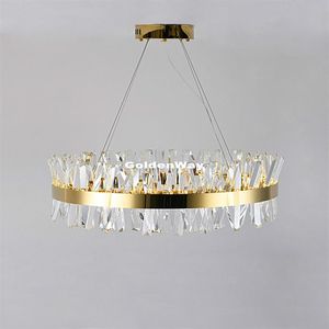 Modern Nordic Luxury Round Crystal Chandelier Lighting For Matsal Kök Hängande lampa Modern Golden Chrome LED -ljuskronor284p