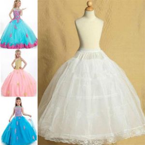 Dois aros com borda de renda branco ajustado pettiskirt casamento flor menina petticoat crianças underskirt deslizamentos caber kids239l