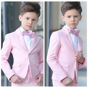 2020 저렴한 소년의 공식적인 착용 재킷 바지 2pcs 세트 결혼식을위한 핑크 소년 정장 아이들을위한 무도회 웨딩 정장 어린이 203n
