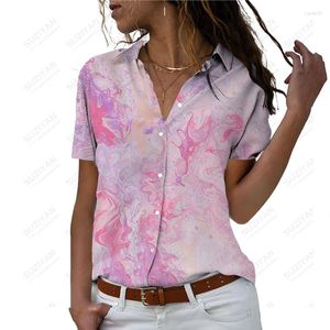 Blusas femininas verão camisa feminina roxo renderização de cor 3D impresso estilo casual tendência da moda feminina
