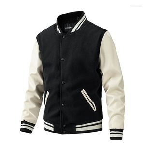 Männer Jacken Baseball Kragen Jacke Männer 2023 Herbst Winter Mantel Farbe Passenden Äußeren Einzelnen Clip Baumwolle Große Woolen