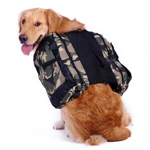 Outdoor Adjustable Canvas Camouflage Dog Backpack Chest Bag Saddle Bag Training Camping Hiking Hiking Training Large Space Carryin254p