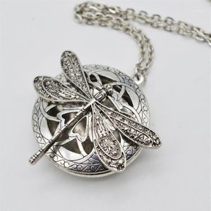 5pcs Jewelry Diffuser Lockets Necklace For Women Christmas Gift Vintage Hollow Locket With Dragonfly XL-511292U