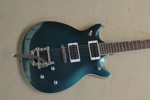 Novidade Custom Shop Gre Metallic Blue Electric Guitar 2 Humbucker Pickups Big Tremolo Rosewood Fingerboard Chrome Hardware