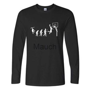 Herren T-Shirts Neue Mode Mann Lange Ärmel Geboren, um Basketball Evolution Lustiges T-Shirt Runde NE 100 Baumwolle T-Shirts T-Shirts J230721 zu spielen